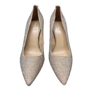 Michael Kors Rhinestone Heels Gold Sparkle Pumps Pointed Toe Stiletto